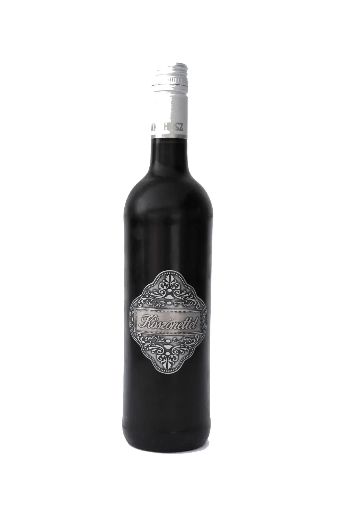 Mátrai Cabernet Sauvignon "Köszönettel" feliratú fémcímkével