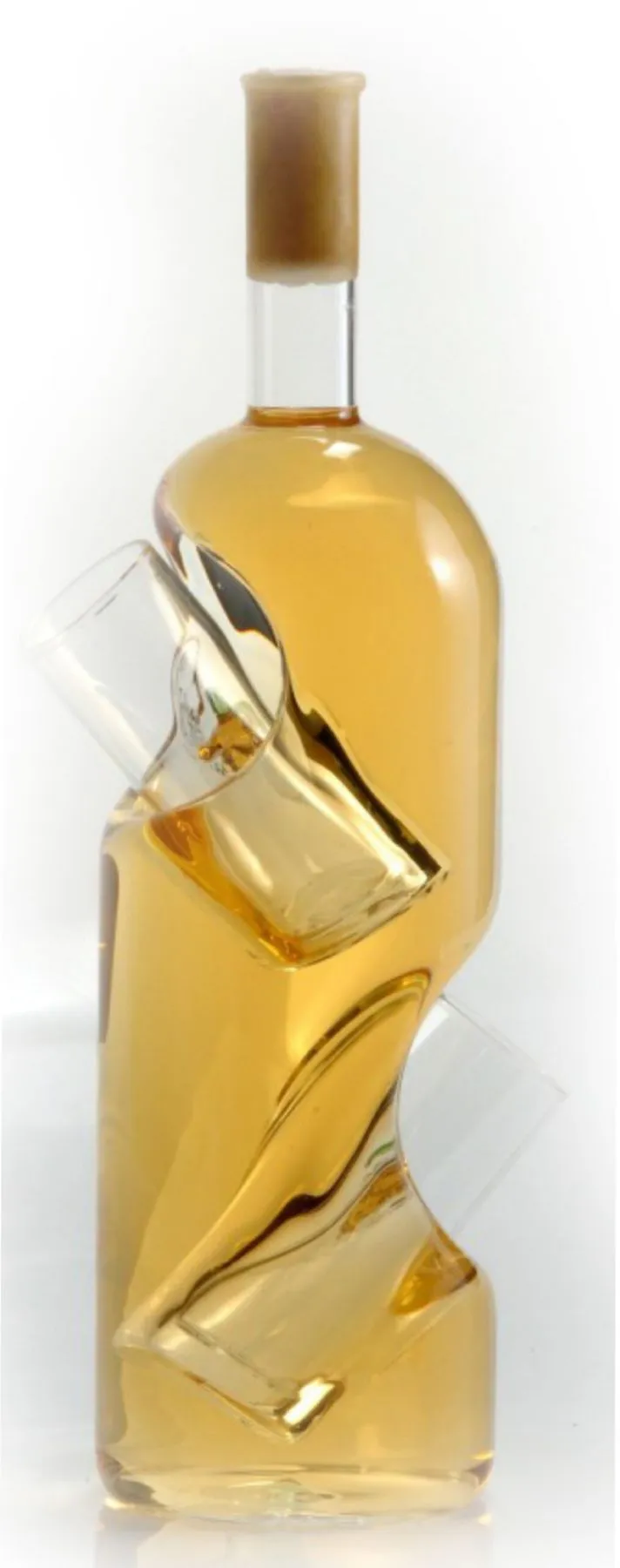Tokaji Furmint díszpalackban, oldalában 2 pohárral