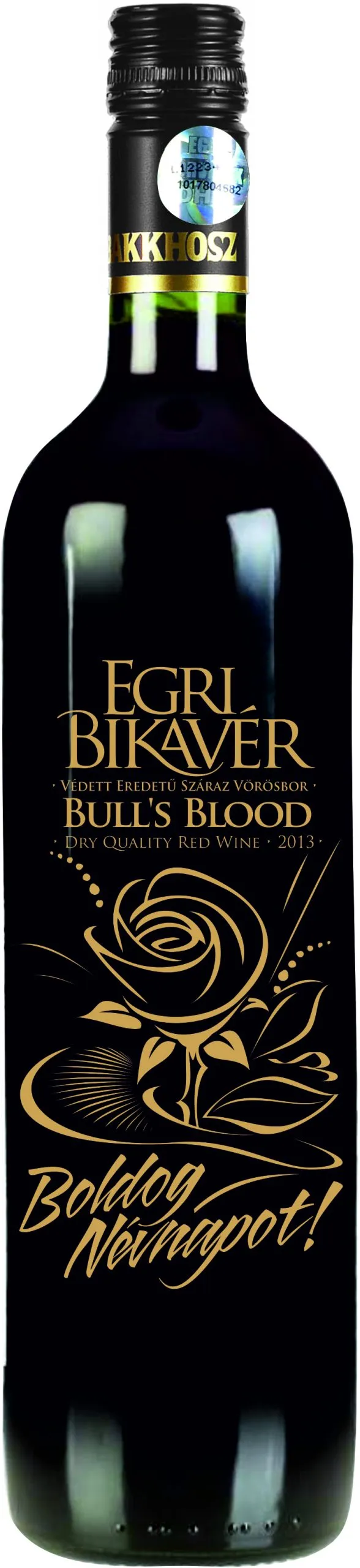 Egri Bikavér "Boldog Névnapot" felirattal