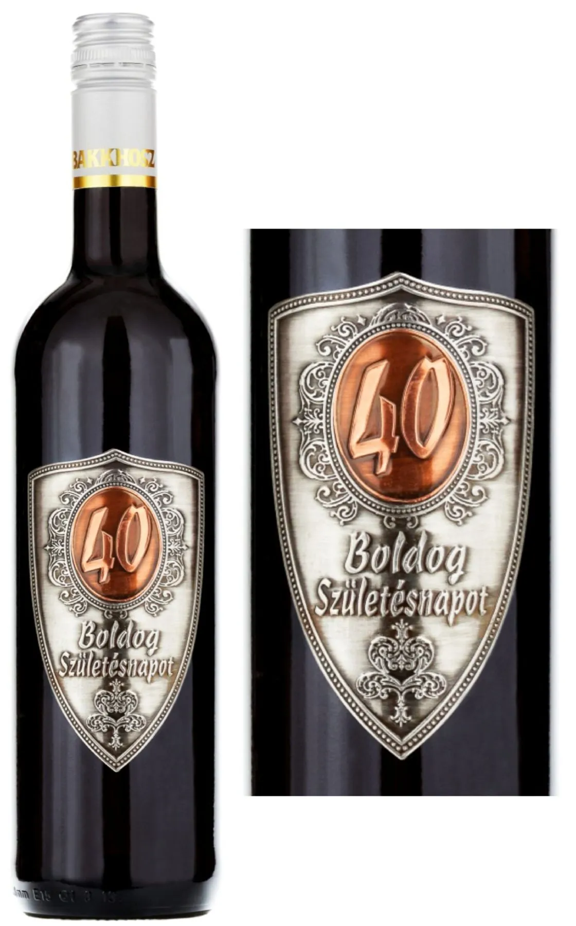 Cabernet Sauvignon pajzsos fémcímkés "Boldog Születésnapot" évszámos
