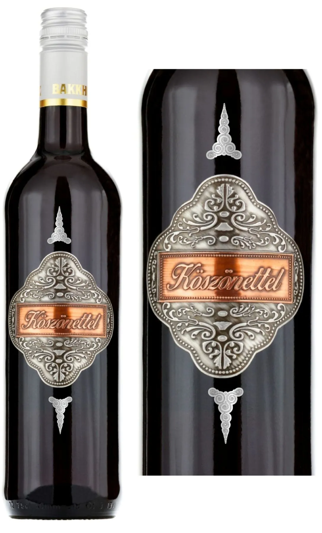 Cabernet Sauvignon "Köszönettel" feliratú fémcímkével