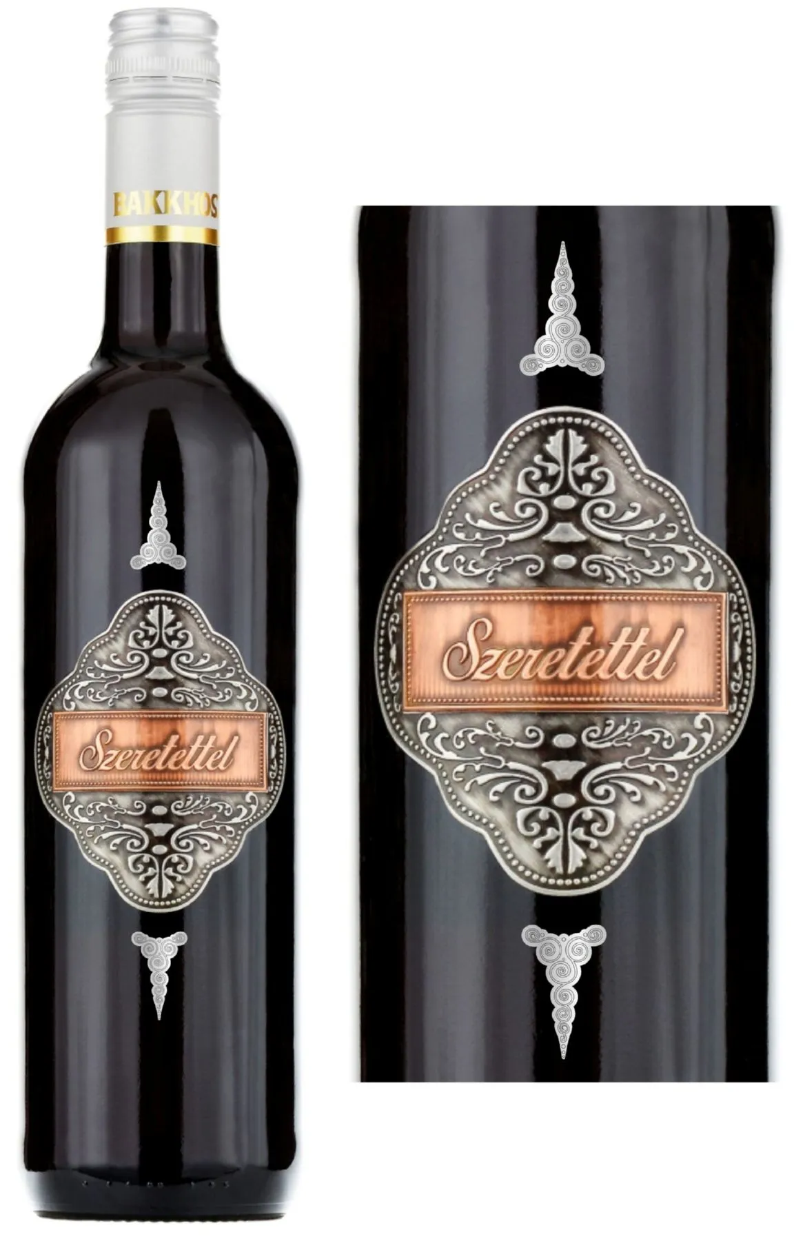 Cabernet Sauvignon "Szeretettel" feliratú fémcímkével