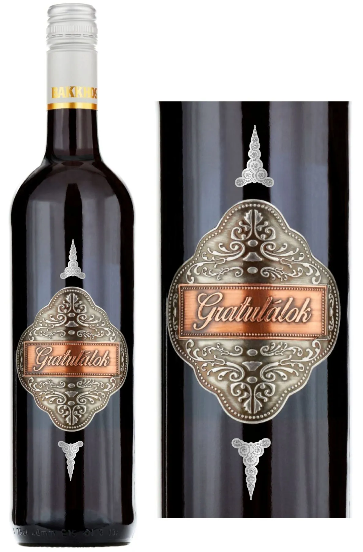 Cabernet Sauvignon "Gratulálok" feliratú fémcímkével