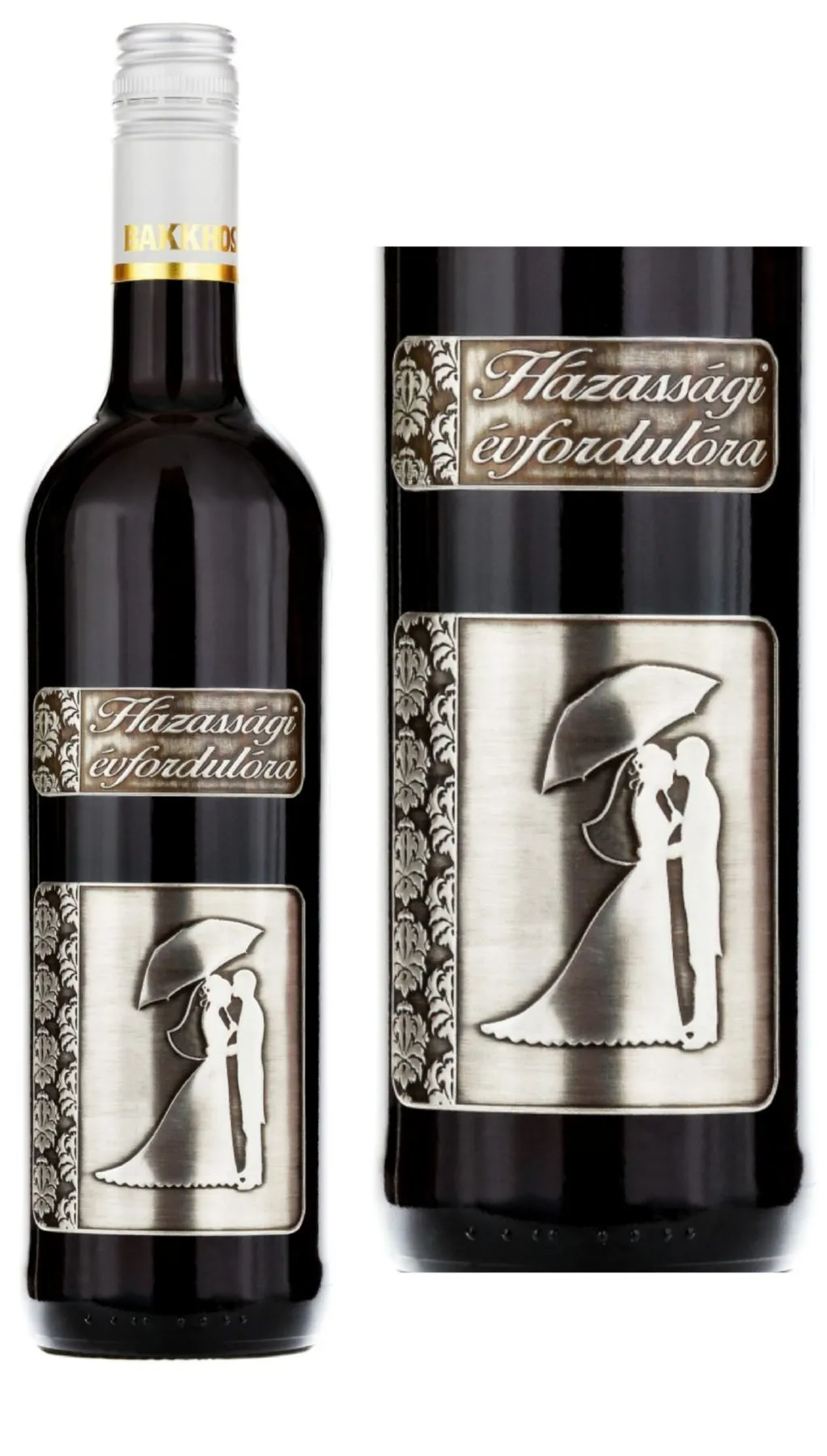 Cabernet Sauvignon "Házassági évfordulóra" feliratú fémcímkével