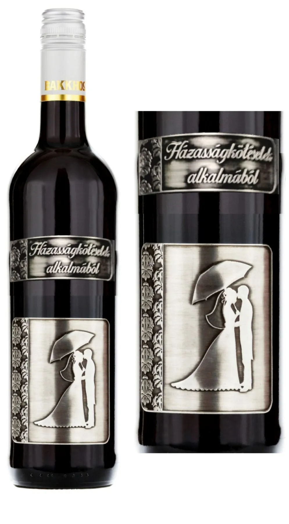 Cabernet Sauvignon "Házasságkötésetek alkalmából" feliratú fémcímkével