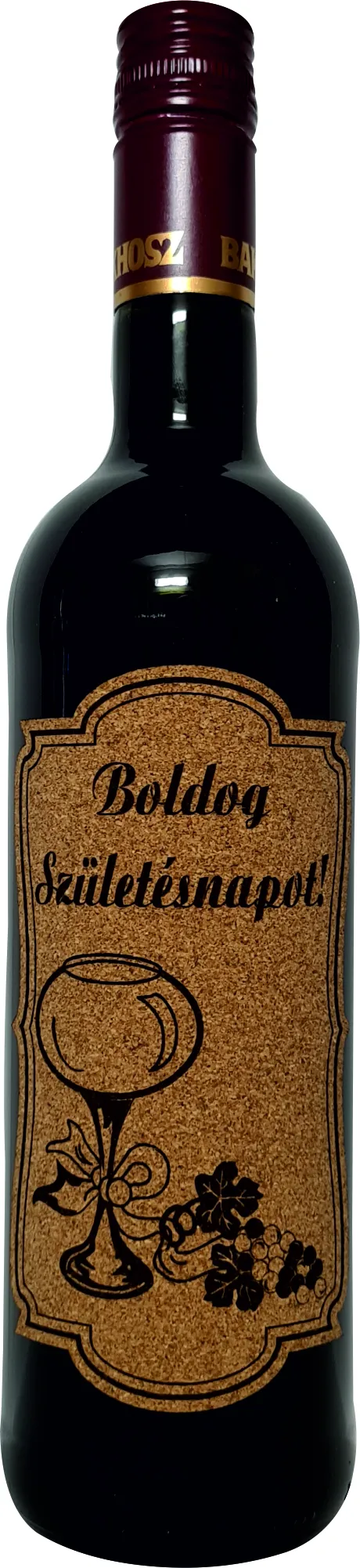 Mátrai Kékfrankos  "Boldog szülinapot" parafacímkével