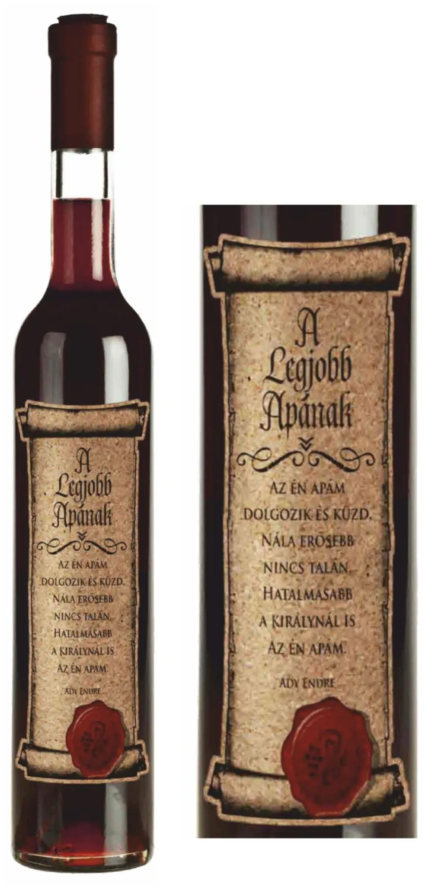 Cabernet Sauvignon bor "A Legjobb Apának" feliratú parafacímkével
