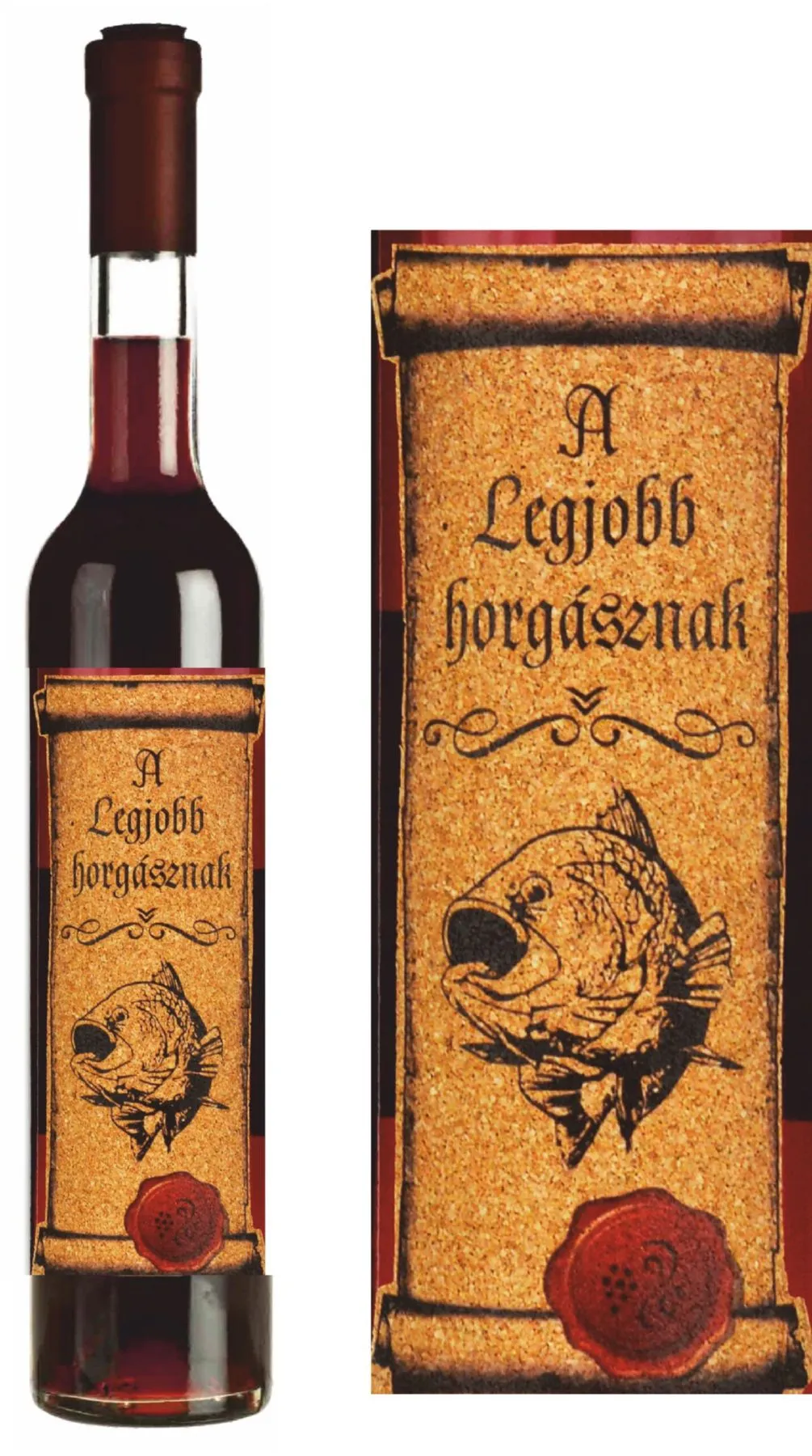 Cabernet Sauvignon bor "A Legjobb horgásznak" feliratú parafacímkével