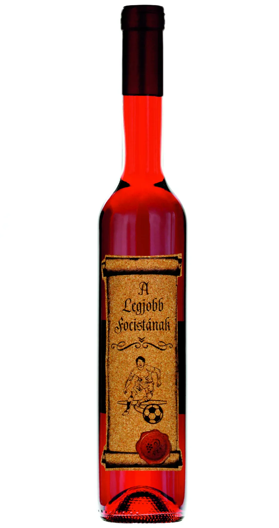 Cabernet Sauvignon bor "A Legjobb focistának" feliratú parafacímkével