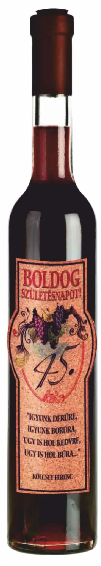 Cabernet Sauvignon bor évszámos születésnapos feliratú parafacímkével