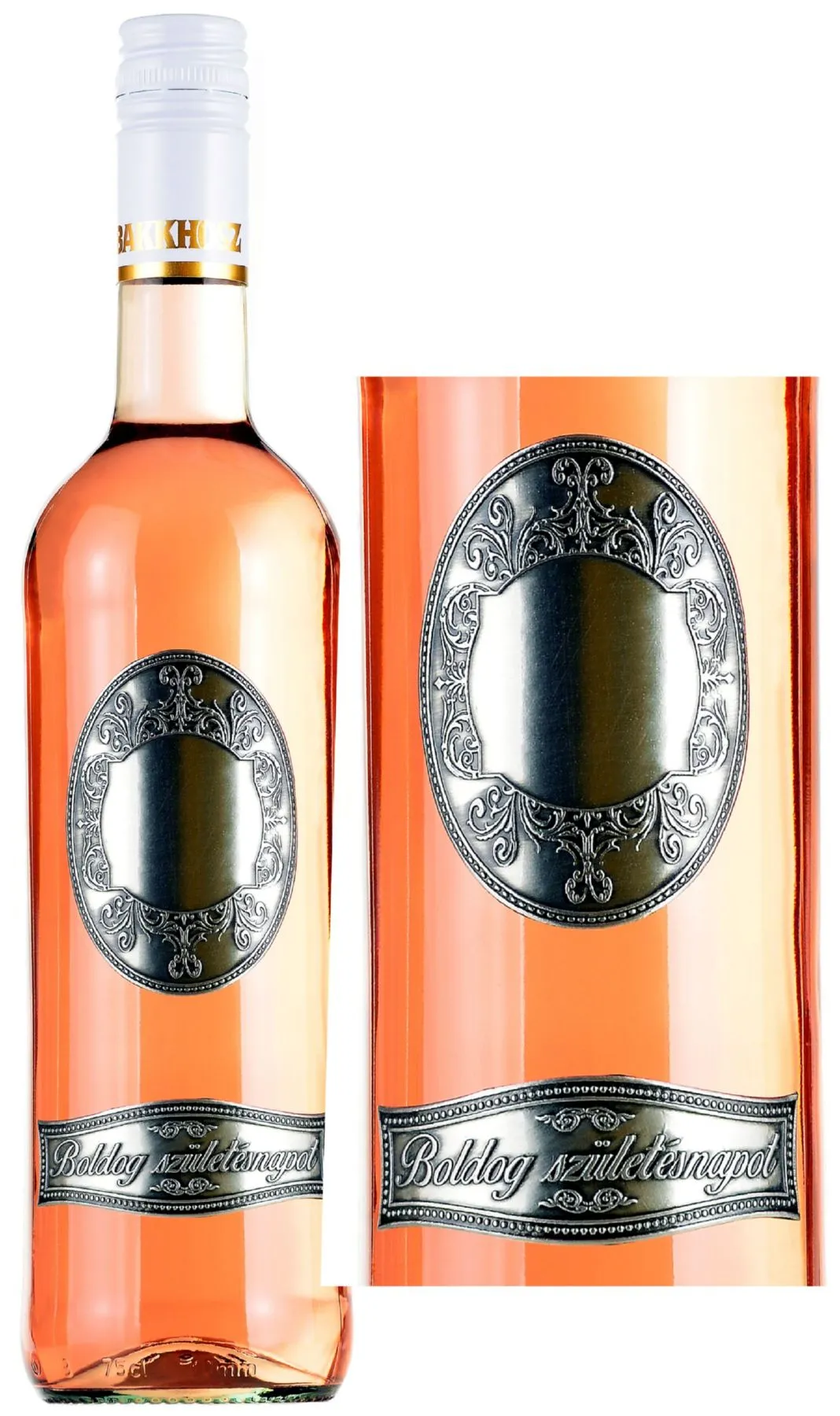 Mátrai Rosé "Boldog Születésnapot" igény szerinti évszámos fémcímkével