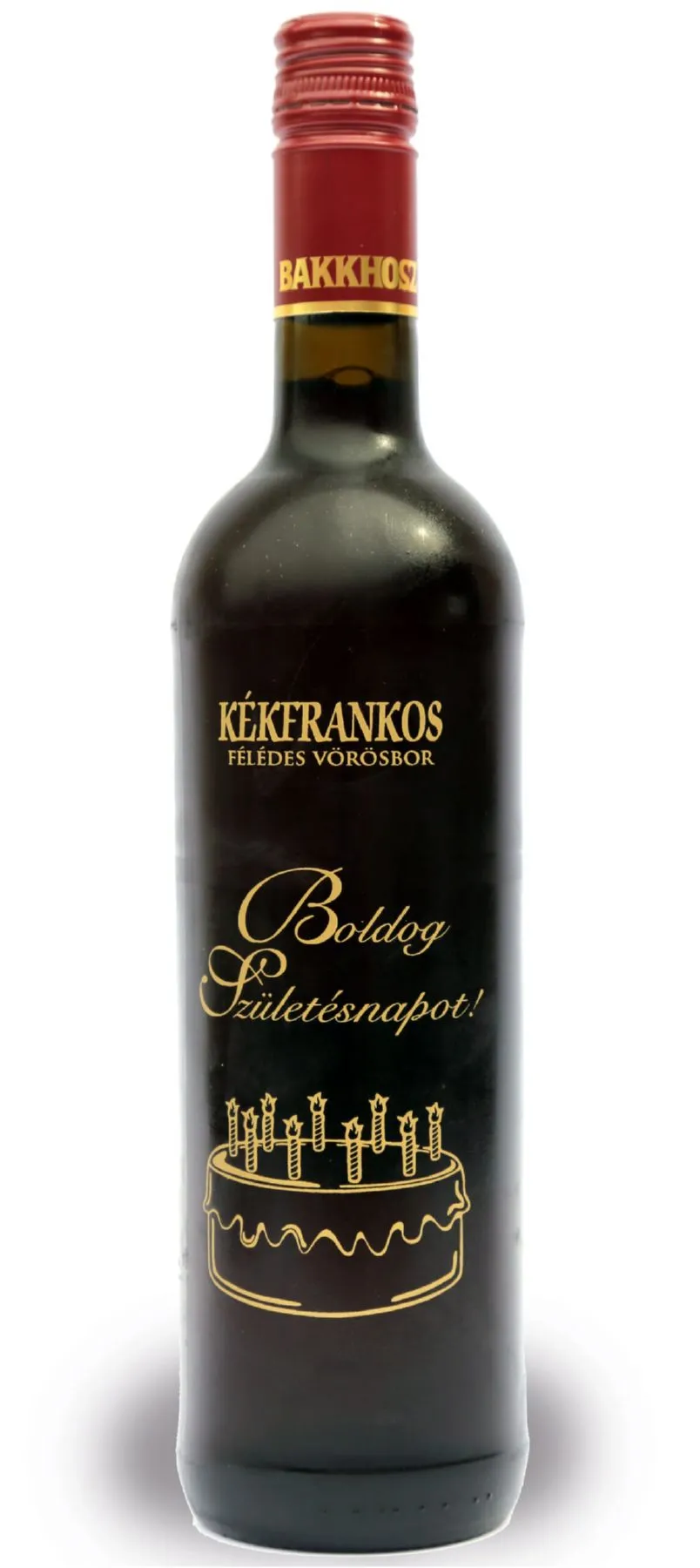 Bakkhosz Kékfrankos "Boldog Születésnapot" felirattal