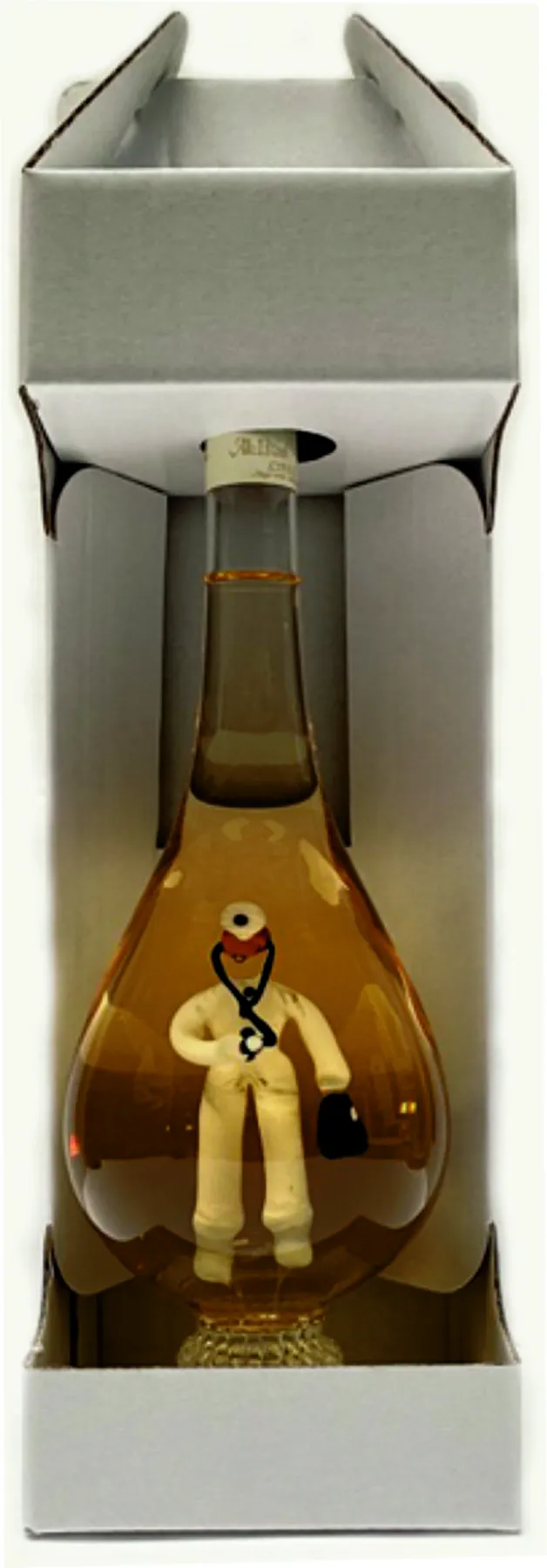 Tokaji Furmin díszpalackban orvos figurával